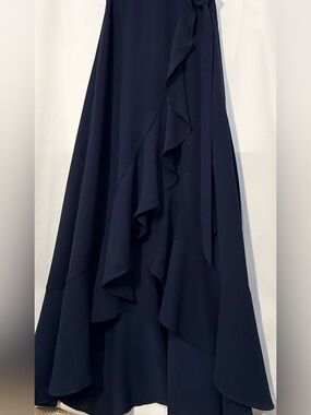 Altar’d State Navy Blue Cold Shoulder Ruffle Wrap Maxi Dress Small